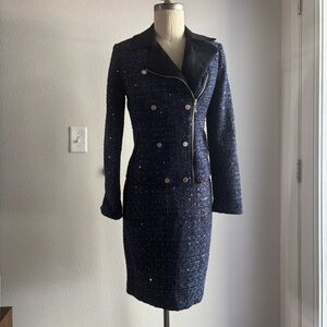 White House Black Market Navy Tweed Dress